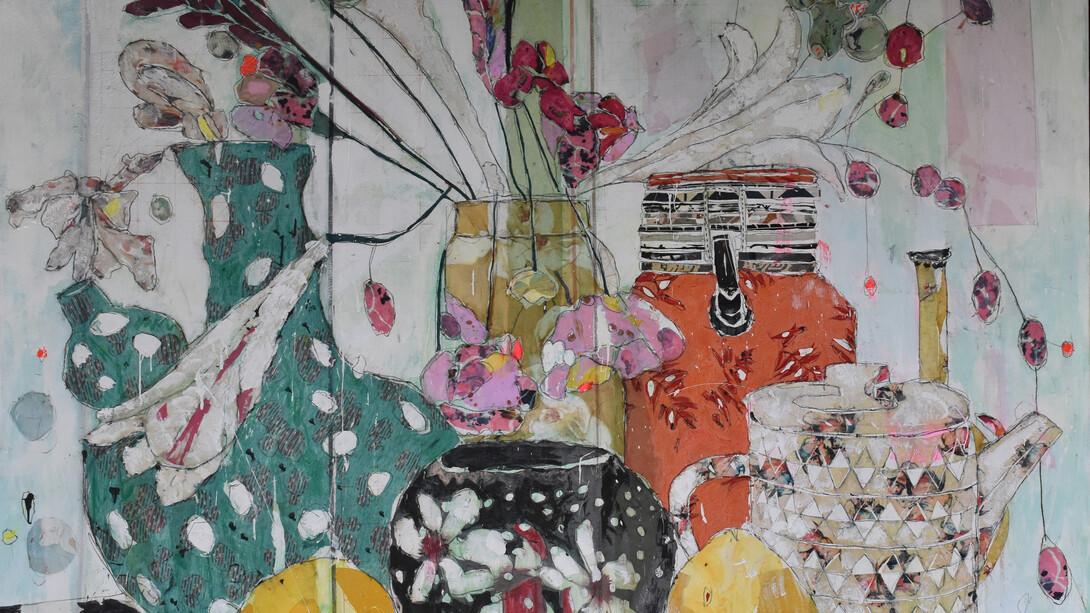 Mersuka Dopazo, Happy Afternoon, 2019, mixed mediums, 180 x 220 cm_Rebecca Hossack Art Gallery