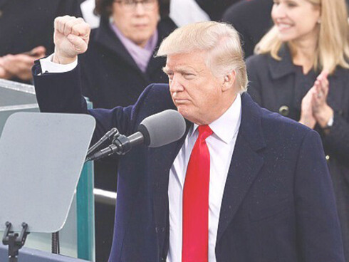 Donald Trump stood before the crowd, delivering his inaugural speech with a determined tone, outlining his vision for the country and promising to put "America First" as he officially began his presidency.