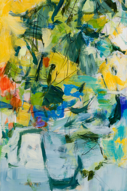 Amy Metier, Arrangement in yellow and gray (detail). Courtesy of William Havu Gallery