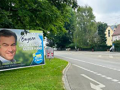 Election posters (Wahlkampfplakate) displayed in Augsburg
