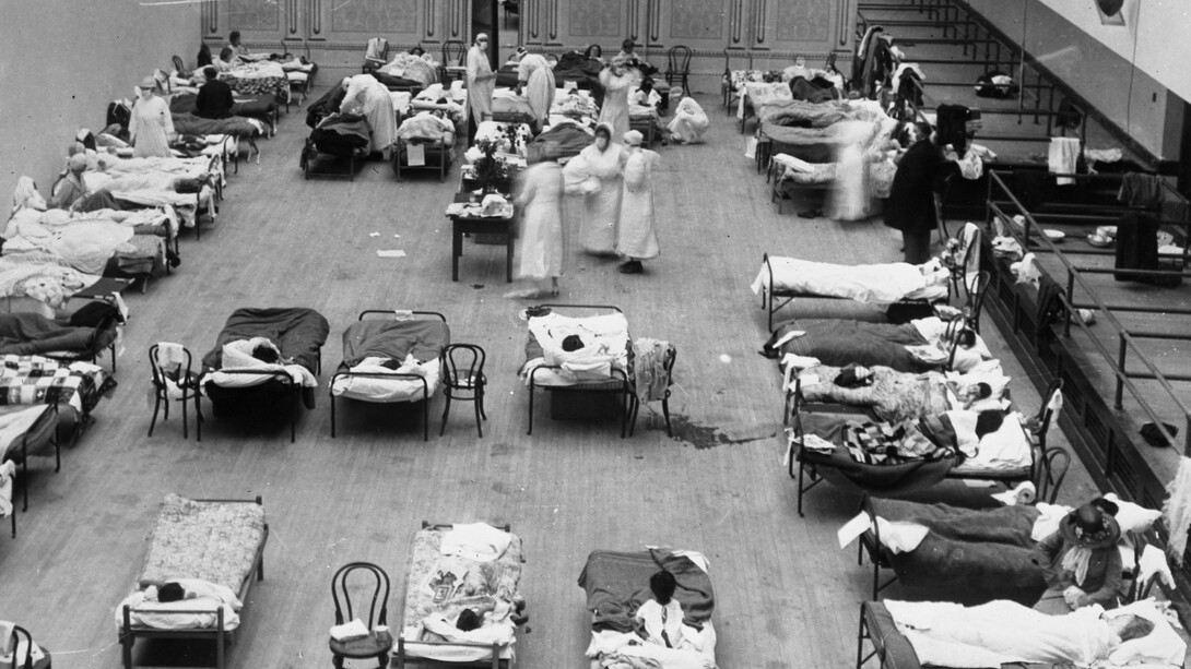 Hospital con enfermos de influenza (1918)
