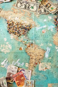 A map of the world, with pins located in areas of US and Europe in higher concentration