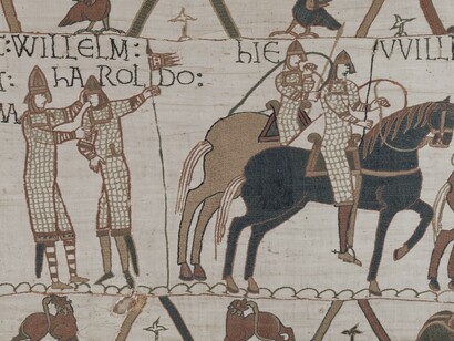 Tapiz de Bayeux. Haroldo Godwinson jura ante Guillermo de Normandía
