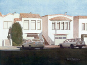 Robert Bechtle, Three Houses on Pennsylvania Avenue, 2011. Courtesy of Crown Point Press