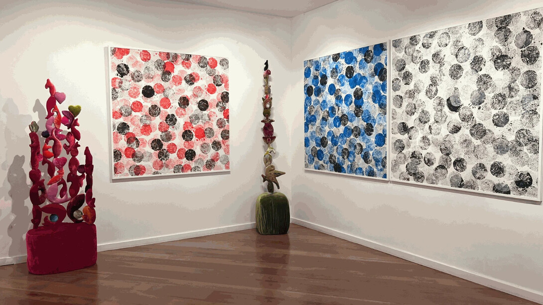 Marco Adamo, L’arte nel Pallone, exhibition view. Courtesy of Contini Art Gallery