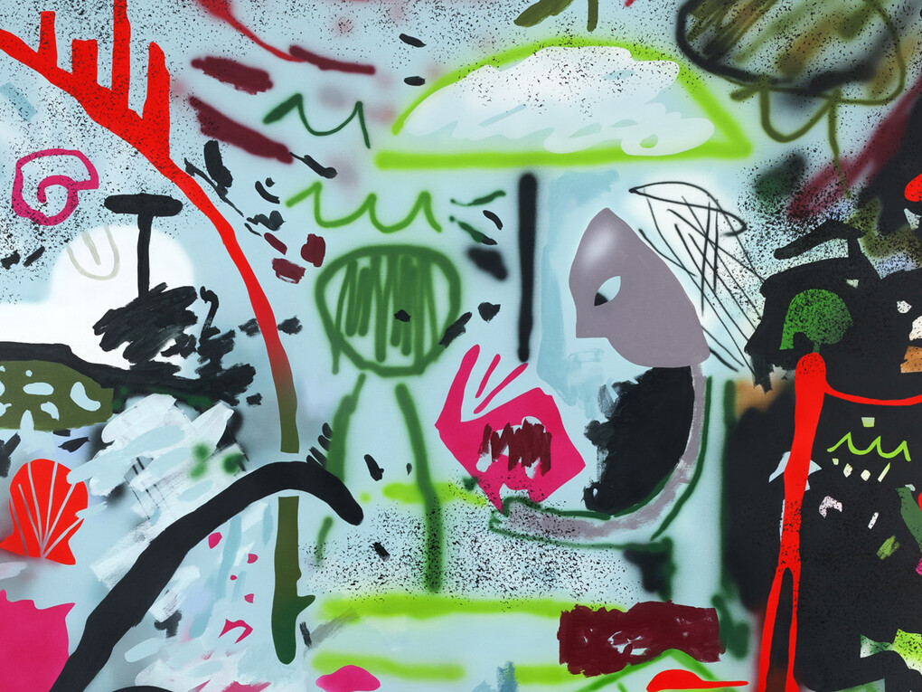 Joshua Nathanson
TBD, 2015
Acrylic and oil stick on canvas
73 x 55 in
Courtesy of Various Small Fires
