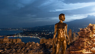 Gesti Scolpiti at the Teatro Antico di Taormina in Taormina, Italy transforms ancient stone into a dialogue between memory, gesture, and contemporary resistance