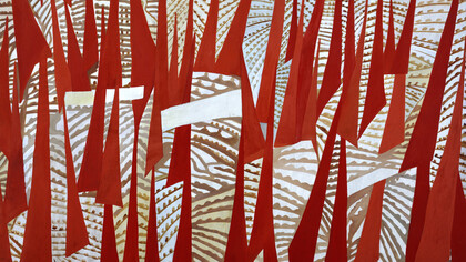 Giulio Turcato (Mantova 1912-Roma 1995), Comizio, 1950, olio su tela, cm 145 x 200, Roma, Galleria d’Arte Moderna © Roma Capitale – Sovrintendenza Capitolina ai Beni Culturali. Foto Schiavinotto Roma. Giulio Turcato, by SIAE 2018
