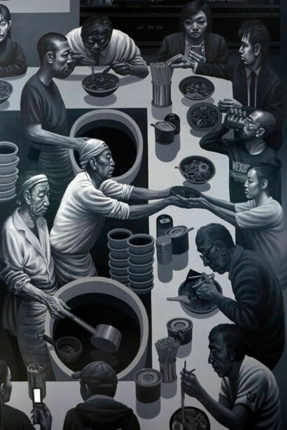 Carl Randall, Mr. Kitazawa’s Noodle Bar, 2011, oil on canvas,162 cm x 97 cm, © Carl Randall