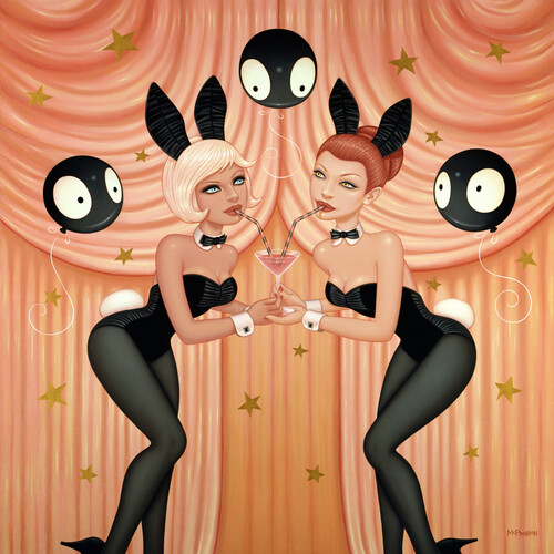 Tara McPherson, Bunny Love, 121 x 121 cm, oil on board, Dorothy Circus Gallery