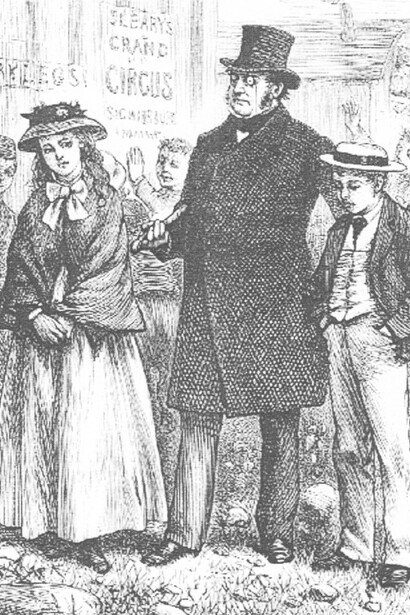 Thomas Gradgrind Apprehends His Children Louisa and Tom at the Circus,  Hard Times by Charles Dickens