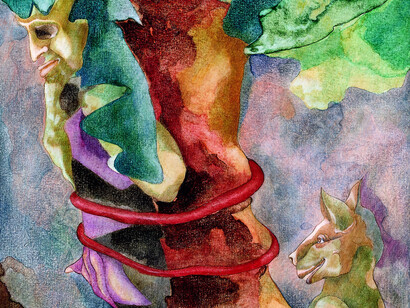 Agostino De Romanis, 'Nella natura' (part. 'Vita'), 1991. Tecnica mista su cartone cm. 70 x 50 