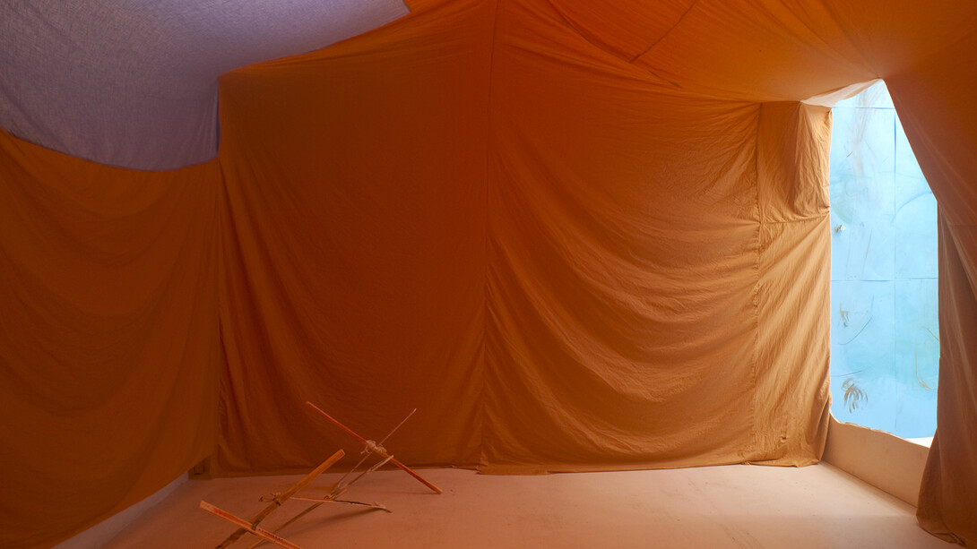 Reto Pulfer Die Gruppenhöhle (2011). Textile, wood, mixed material. Fondazione Pastificio Cerere, Rome