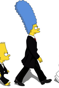 La familia Simpson recrea la portada del álbum «Abbey Road» de The Beatles
