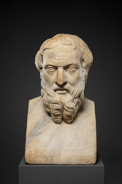 Busto de mármol de Heródoto, siglo II d. C. Museo Metropolitano de Arte, Nueva York, Estados Unidos