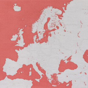 Satoru aoyama, Map of Europe, 2016, embroidery (polyester and luminous thread) on polyester. 44 x 59 cm (unframed), 56 x 75 x 6.5 cm (framed) © aoyamasatoru, courtesy of mizuma art Gallery