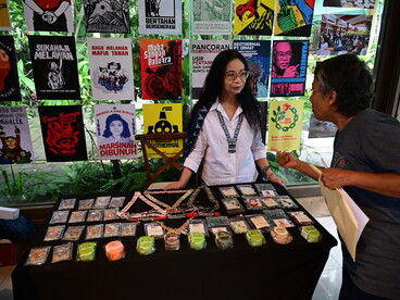 Exhibits and posters livened up the GTA Assembly space (image cropped for gallery formatting purposes) @ Ashish Kothari
