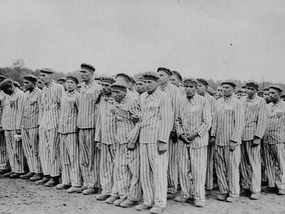 Jews in a concentration camp. Memorial of the Buchenwald Concentration Camp, Weimar, Germany, 1940. Courtesy of the Records Office, United States Holocaust Memorial Museum, Washington D.C., USA 