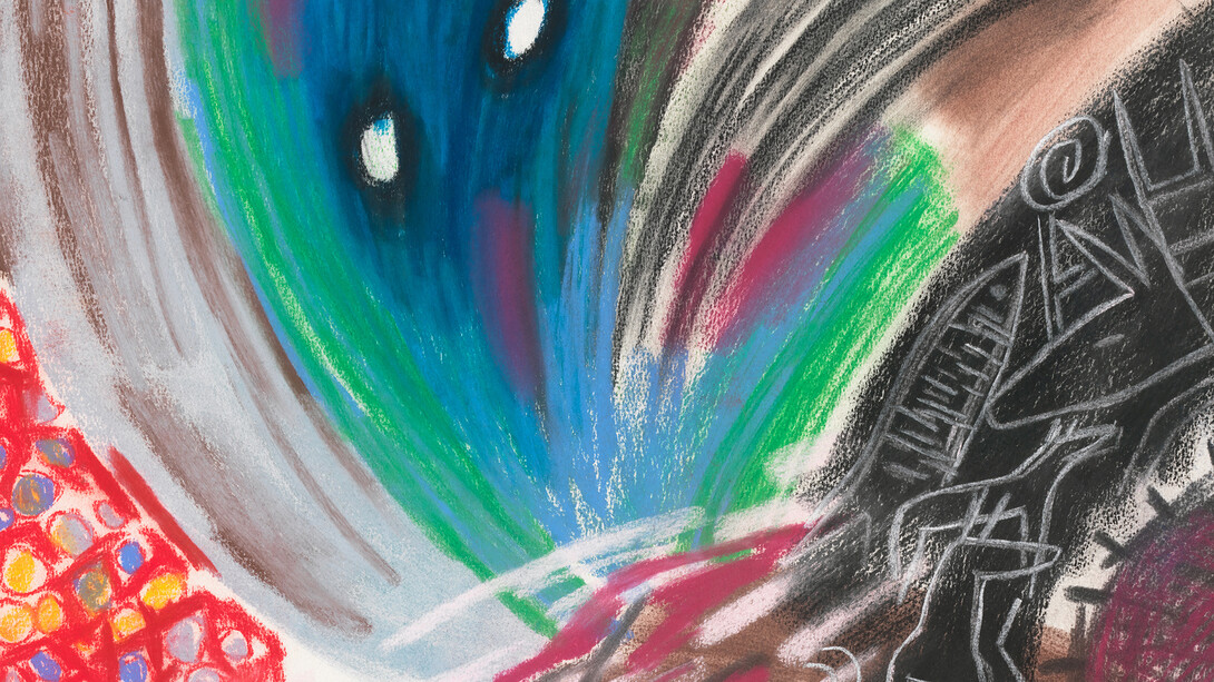 Jaune Quick-
to-See Smith, Petroglyph park (detail), 1987. Courtesy of LewAllen Galleries