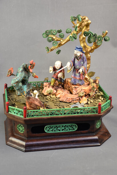 Miniature landscape T84 Qing dynasty H 19 cm, L 17 cm, W 13 cm