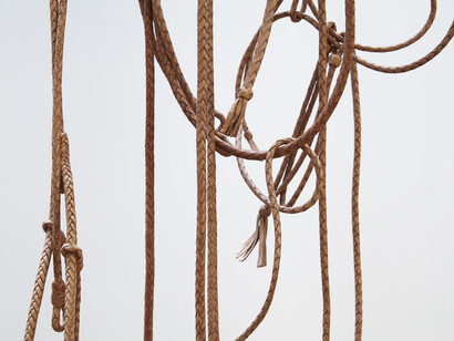 Installation close up of Leonor Antunes: I Stand Like A Mirror Before You