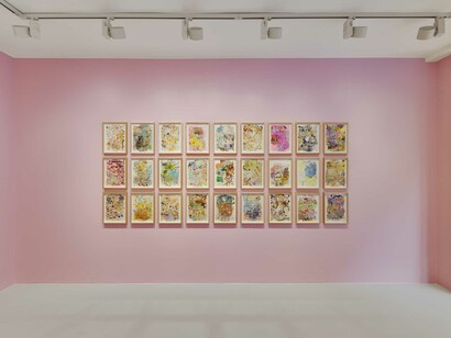 Tursic & Mille, Lavis en rose, vue d'exposition. Avec l'aimable autorisation de la Galerie Max Hetzler