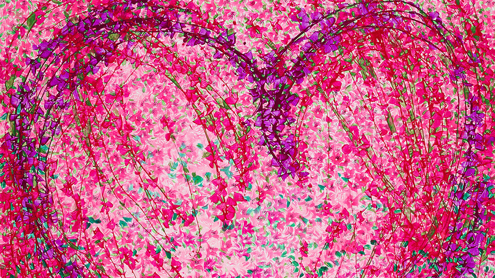 Flower Dance, 63.77 x 51.18 in (100 ho), Mixed media, 2021. Courtesy of Kate Oh Gallery