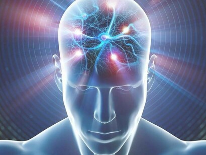 The consciousness in an active state with the neutrons lighting up as depicted in this simulation