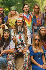 A collective portrait of the hippie movement, where fashion becomes identity—flowing silhouettes, handcrafted details, and psychedelic color express a shared commitment to freedom, community, and resistance to conformity