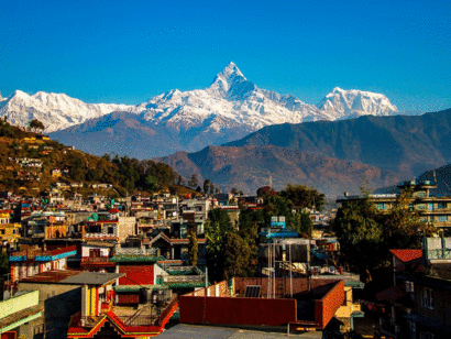 La città di Pokhara vista da lontano, Nepal