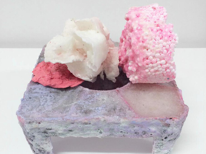 Evelyn O'Connor, Lumbering. Cloddish, 2015
Dimensions variable, brown sauce, sugar, pva glue, strawberry syrup, polyester filling. 