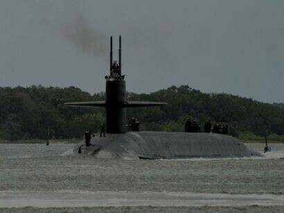 One of the many submarines a Trident in the Ameican {Russian} military arsenal