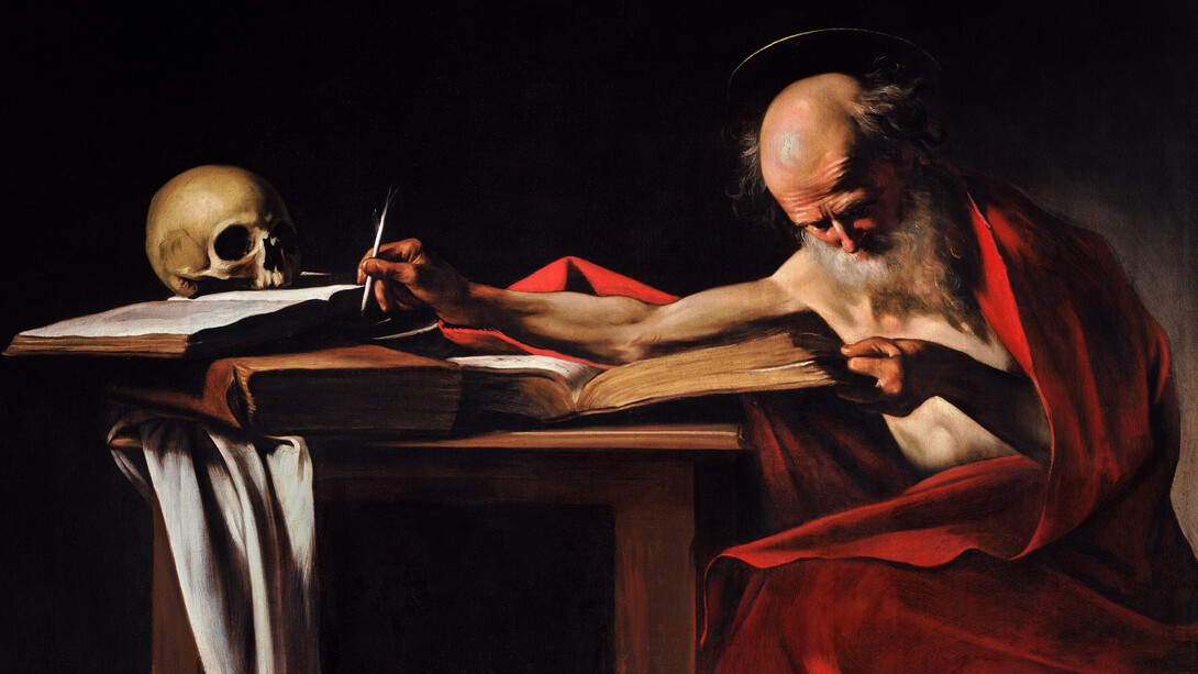 Caravaggio, San Jerónimo en su estudio (detalle)