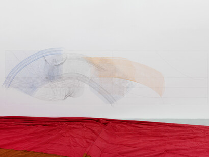 Giuseppe Gabellone, Untitled, 2014, coloured pencil on wall, 168 × 558 cm (66 ⅛" x 219 ⅝"), Photo: Marcus Leith. Courtesy of greengrassi, London