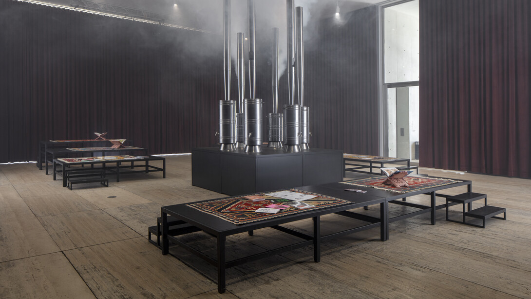 Slavs and Tatars, Samovar swell, exhibition view. Courtesy of Museo Jumex