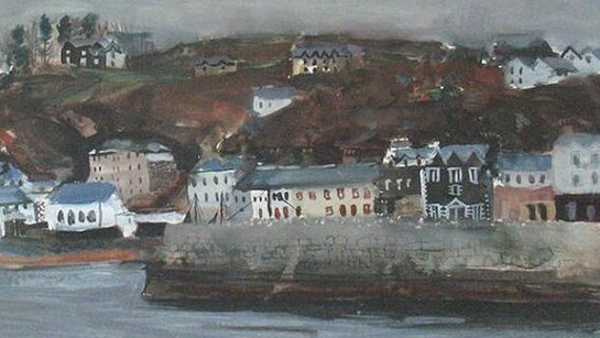 John Houston, Tobermory, 1955, gouache, property of Hilary and the late Keith McCallum, W:68cm H:42cm