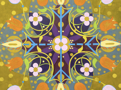 Natessa Amin, Quickening (Early American coverlet, spring) (detail), 2026. Courtesy of Pentimenti
