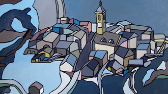 Gianni Gaschino, Sulla diga (dettaglio), 50x42, smalto su cartoncino, 1992