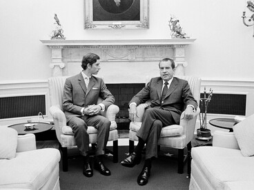 President Nixon with Charles, Prince of Wales, in the Oval Office in 1970