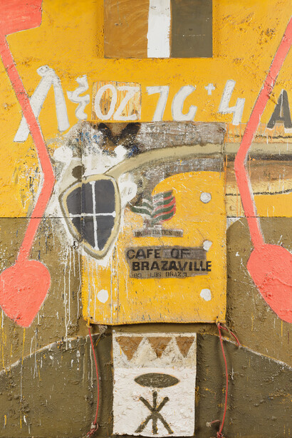Ouattara Watts, Untitled, 1996, mixed media on wood, 216 x 180 cm, Courtesy Galerie Boulakia