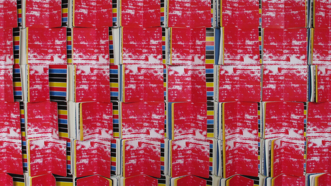 Lina Ben Rejeb. Pierre de patience 1. 2015. Techniques mixtes sur papier. 98h x 144l cm. Courtesy of the artist and Selma Feriani Gallery
