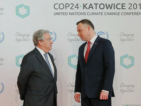 Antonio Guterres con el anfitrión de la COP24, Andrzej Duda
