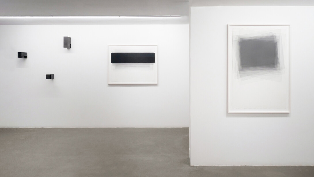 Joachim Bandau, Lignes de fuite, vue d’exposition. Avec l’aimable autorisation de la Galerie Maubert