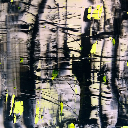 Ylva Kunze, Yellow Reflection, mixed media, 100 x 100 cm 