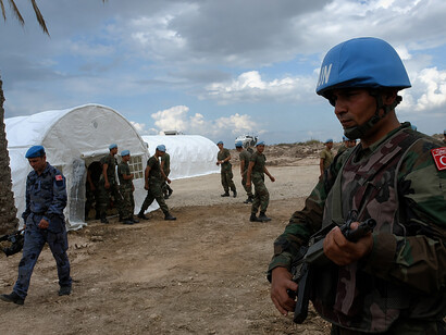 Turkish peacekeeping forces stationed at a UN camp in Lebanon