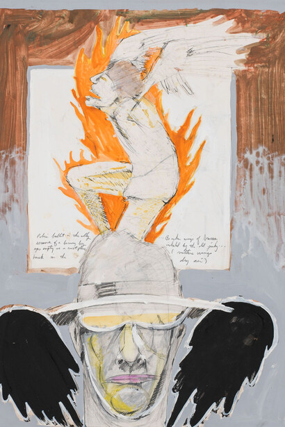 Mike Kelley, Untitled (Student Drawing), 1974, Mixed media on paper, 61 x 45.7 cm / 24 x 18 in. Photo: Fredrik Nilsen © Mike Kelley Foundation for the Arts. All Rights Reserved/VAGA at ARS, NY, Courtesy the Foundation and Hauser & Wirth.
