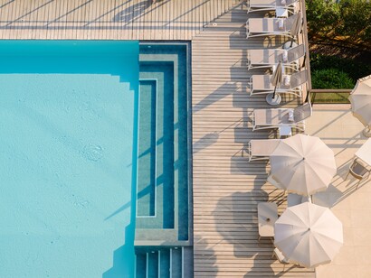 Piscina sulla terrazza dell'Hotel Bristol, Portofino, Italia