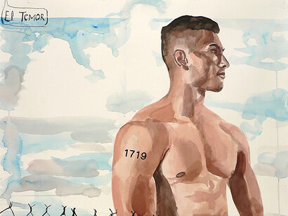 El Temor (The Fear) (#1719), 2019, Watercolor, acrylic, and India ink on paper, 30 x 22 inches; Courtesy of ClampArt, New York City © Jack Balas