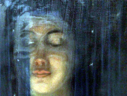 Louis Welden Hawkins, "Woman with blue curtain" 