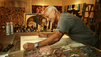 Feldsott in his studio. Photo Credit, Marc Olivier Le Blanc